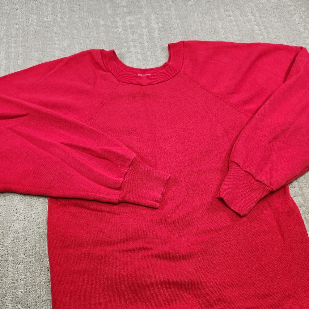 Vintage Hanes Blank Sweatshirt Adult Small Red USA Made Raglan Sleeve Fleece